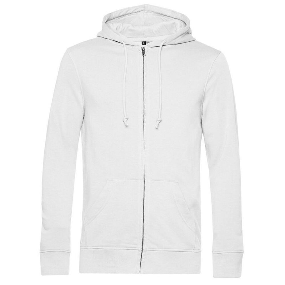 B&C Mens Zipped Hoodie / White